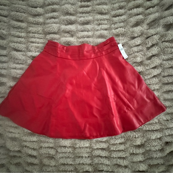 Anthropologie Maeve Red Leather Circle Skirt - Picture 3 of 5